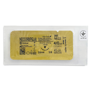 NEOSORB 4/0, голка 16 мм, 3/8, зворотно-ріжуча, 45 см